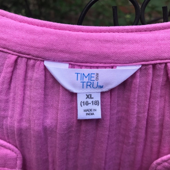 Time & Tru- PINK TEXTURED COTTON  DRESS- Size- XL- NWOT - Picture 4 of 7